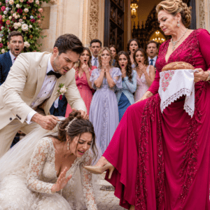 En nuestra boda, mi suegra quiso humillarme ante más de 100 personas y mi esposo incluso me empujó diciendo: “Obedece y deja de hacer escenas”. Todos pensaron que terminaría de rodillas, pero yo solo anuncié que retiraría mi garantía de un crédito de 2,7 millones de pesos. Su cara cambió al instante… porque aquella casa escondía un secreto mucho más grave.