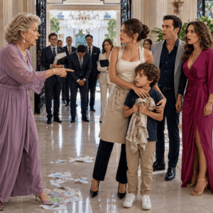 Mi suegra llamó “idiota” a mi hijo, le lanzó un trapo de cocina a la cara y anunció que su primo recibiría 80 millones y el 50% de las acciones: “Aprende cuál es tu lugar”. Permanecí en silencio hasta que terminaron de firmar; entonces mostré una grabación y alguien llamó a la puerta con varias órdenes judiciales…