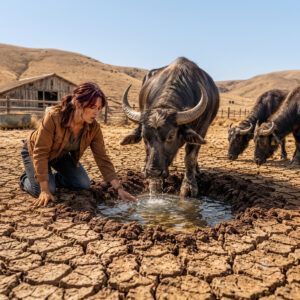 Todos se burlaban de sus búfalos por cavar el mismo rincón seco… hasta que la madre soltera vio brotar agua de la tierra.
