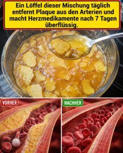 Ein Teelöffel Ingwer, Zwiebel, Knoblauch, Zitrone und Honig kann die Durchblutung verhärteter Arterien verbessern.