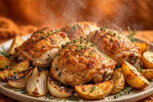 Roast Chicken with Oven Wedge Potatoes