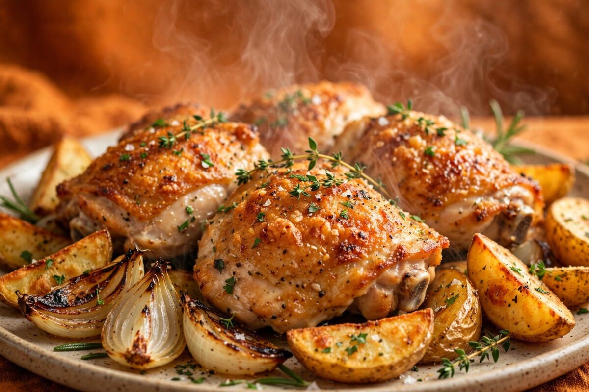 Roast Chicken with Oven Wedge Potatoes
