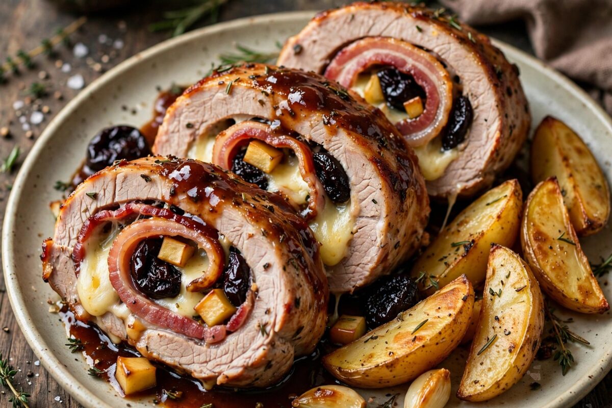 Stuffed Pork Tenderloin with Roast Potatoes