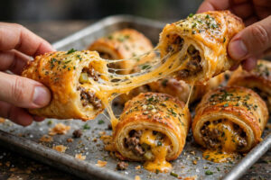 Garlic Butter Cheeseburger Roll-Ups