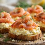 Smoked Salmon, Boiled Egg and Prawn Canapés