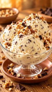 Glace aux noix et sauce caramel