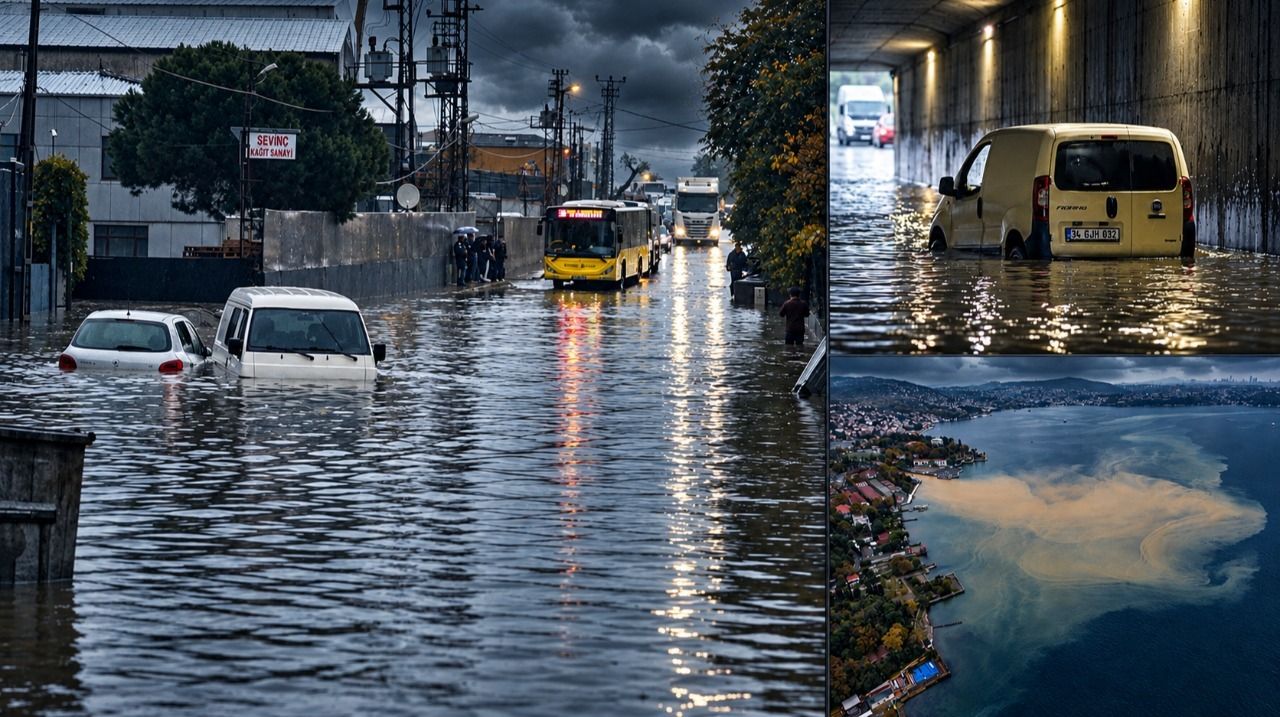 İstanbul'da sağanak yağış görüntüsü