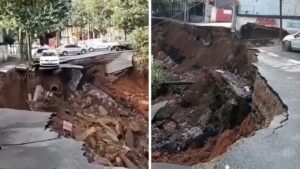 Kunming’de yol çöktü: 15 araç metrelerce derinliğe yuvarlandı