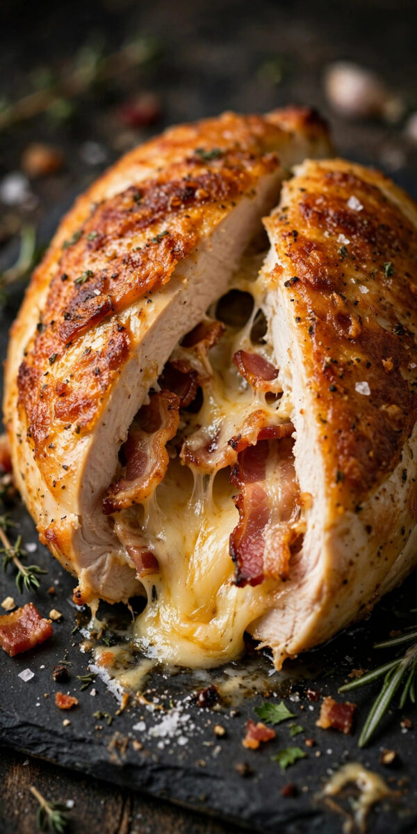 Christmas Stuffed Chicken (Bacon and Cheese)